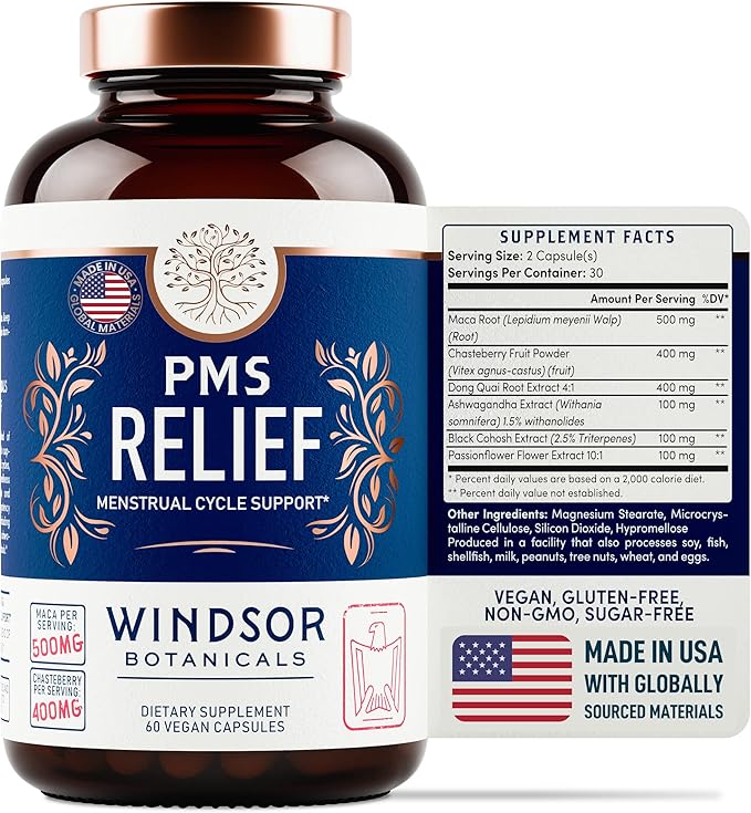 WINDSOR BOTANICALS Iron Supplement and PMS Relief Bundle for Women