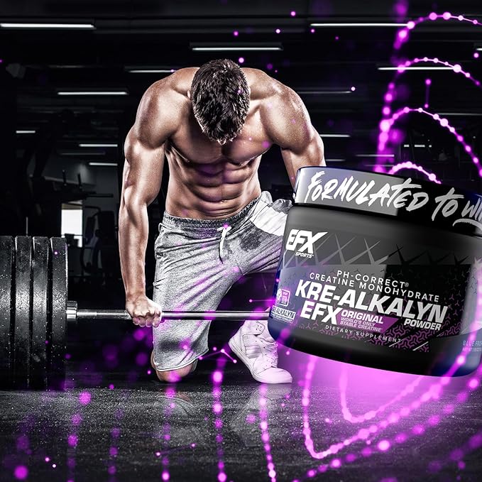 EFX Sports Kre-Alkalyn EFX Powder | pH Correct Creatine Monohydrate Powder Supplement | Strength Muscle Growth &amp Performance | 55 Servings (Blue Frost)
