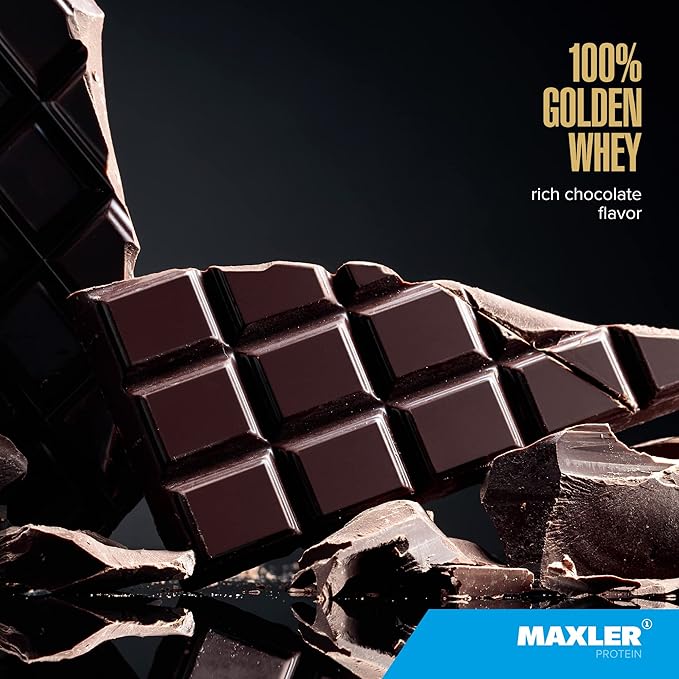 Maxler 100% Golden Whey Protein - 22g of Protein per Serving - Whey Protein Powder for Pre Post Workout - Fast-Absorbing Whey Concentrate Isolate &amp Hydrolysate Blend - Rich Chocolate Protein 2 lb
