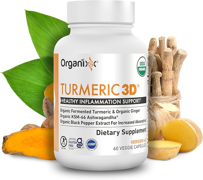 Organixx Clean Sourced Collagens (20 Servings) &amp Turmeric 3D (60 Caps) Bundle Collagen Protein Organic Turmeric Ginger &amp Ashwagandha Supports Joints Skin Hair Nails &amp Immune Health