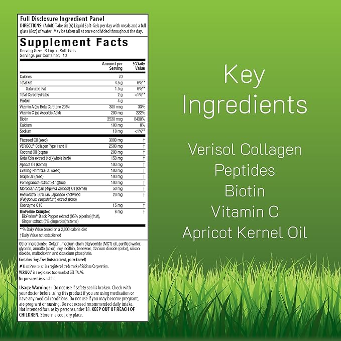 Irwin Naturals Collagen Beauty – 80 Liquid Soft-Gels – Advanced Skin Hair &amp Nail Nourishment