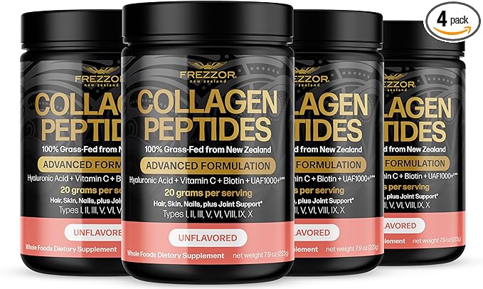 FREZZOR Collagen Peptides Powder Fine Lines &amp Wrinkles Hair &amp Nails Supports Youthful Flexibility &amp Mobility 100% New Zealand Hydrolyzed Beef Bone Collagen Unflavored 31.6 Ounce-4 Ja
