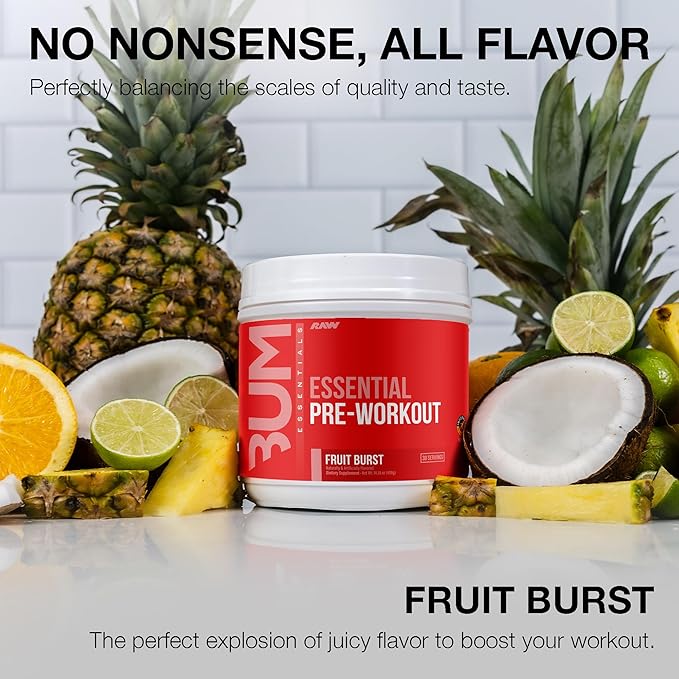 RAW Nutrition Creatine Monohydrate &amp Fruit Burst Pre-Workout Powder Bundle