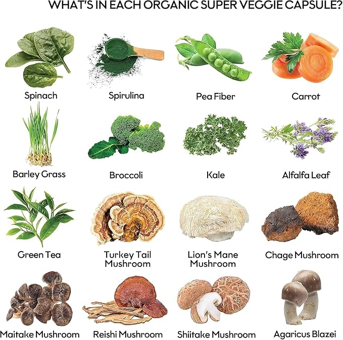 Fruits and Veggies Supplement (30 Day Supply) Powerfull Blend of 39 Whole Fruits and Veggies Fills Nutritional Gaps Get Energy Well-being. USA Made Non-GMO/Vegan/Gluten Free. Packaging May Vary