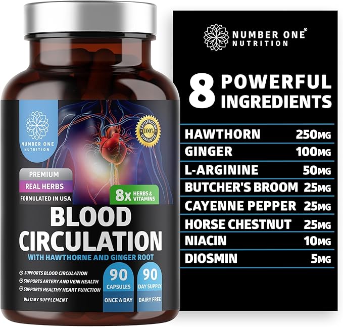 Number One Nutrition N1N Premium Men's Daily Multivitamin [Vitamins A C E D Magnesium Zinc] and Blood Circulation Supplement [8 Powerful Herbs &amp Vitamins] 2 Pack Bundle