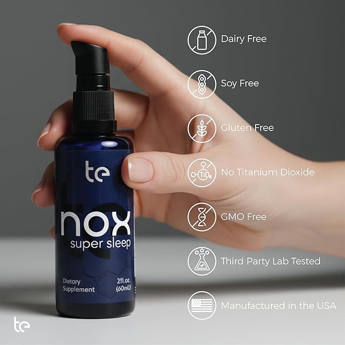 te Nox Super Sleep – Natural Sleep Aid for Relaxation &amp Circadian Rhythm Support | Helps Calm Restlessness Supports Melatonin Production &amp Sleep-Wake Cycle | Liquid Formula | Non-GMO | Made i