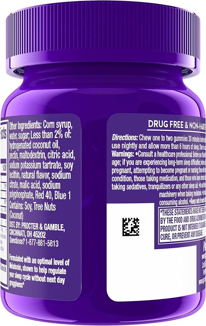 ZzzQuil Pure Zzzs Melatonin Sleep Aid Gummies with Lavender Valerian Root and Chamomile Natural Wildberry Vanilla Flavor Non-Habit Forming Drug-Free 24 Gummies (Pack of 4)