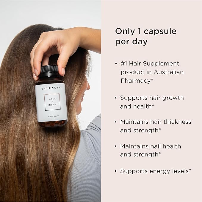 JSHealth Hair Growth Vitamins for Women. Hair + Energy with Kelp Iodine and Zinc. Supports Thickness Strength Energy. Nutritionist-Formulated (30 Capsules)