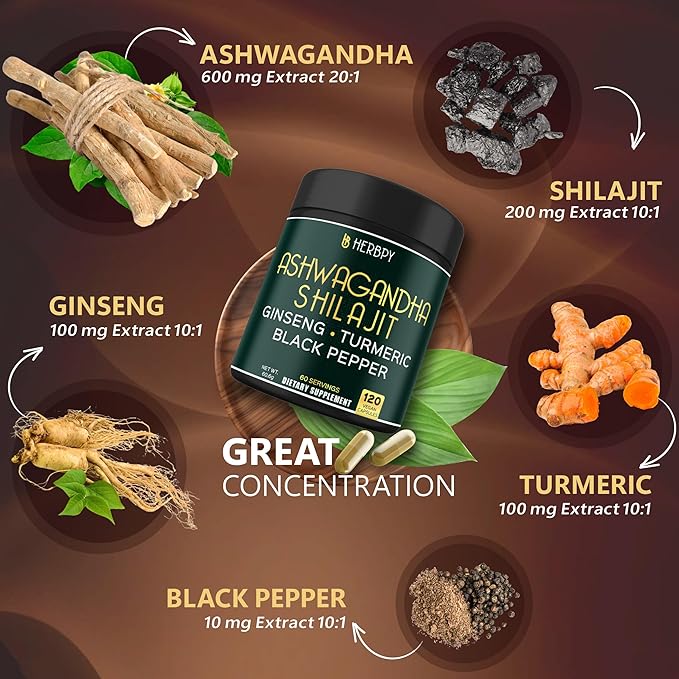 Bundle 7in1 Turmeric Curcumin &amp 5in1 Ashwagandha Shilajit Supplement
