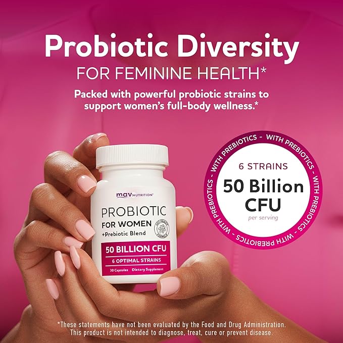 Probiotics for Women | 50 Billion CFU for Vaginal pH Balance &amp Digestive Health Support | Female Probiotics with Prebiotics &amp Hormone Balance Blend | Third-Party Tested Vegan &amp Gluten-Fr