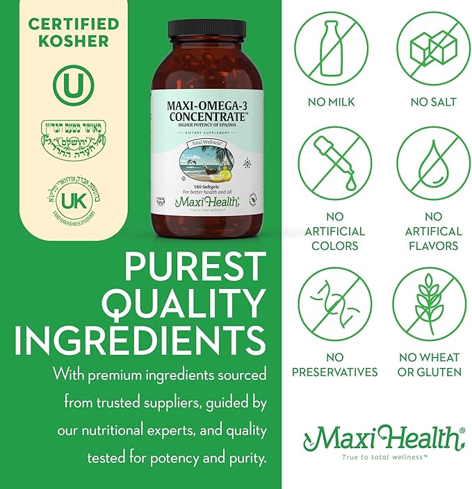 Omega 3 Fish Oil Supplement for Women and Men - Triple Strength 2000 mg Fish Oil with Omega 3 Fatty Acids Supplements Including EPA DHA - Support for Heart Brain &amp Joint Health Kosher 180 Softgel