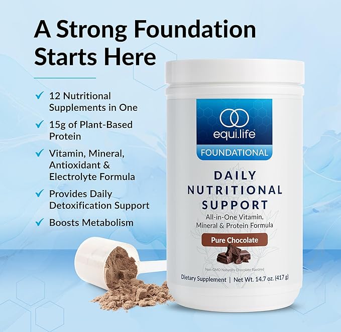 Equilife Daily Nutritional Support All-in-One Multivitamin Meal Replacement Pure Chocolate Flavor 15G Plant Protein Supports Overall Wellness Including Energy Digestion &amp Skin 14 Servings T