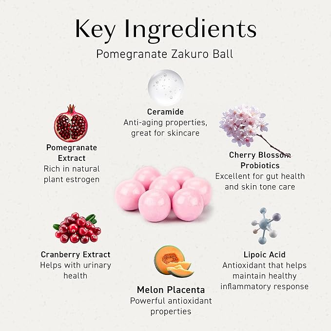 Umeken Pomegranate Balls Chewable Supplement with Natural Vitamins Minerals Citric Acids &amp Tannins Japanese Pomegranate Supplements for Women 2 Month Supply 360 Count Bottle Pack of 1
