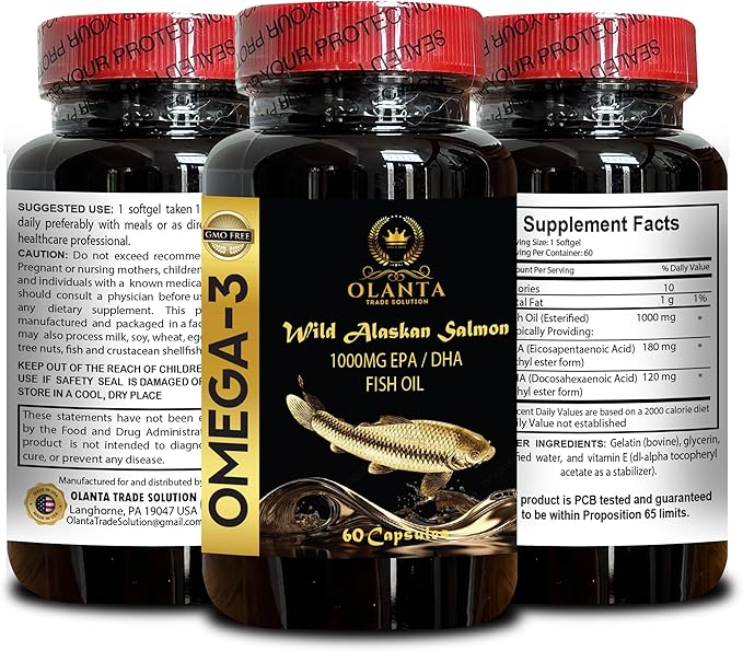 Fish Oil Omega 3 Supplements - Wild-Caught Fish Oil Omega-3 EPA/DHA Fish Oil Omega 3 Supplement for Healthy functionality Best Essential Fatty Acids - 2 Bottles 120 Capsules