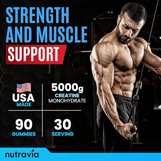 Creatine Gummies Infused with 5g Creatine Monohydrate for Men and Women Strength Endurance Muscle Instantized Creatine Micronized Clean HCL Balanced Creatina Monohidratada en Polvo (90 Gummies)