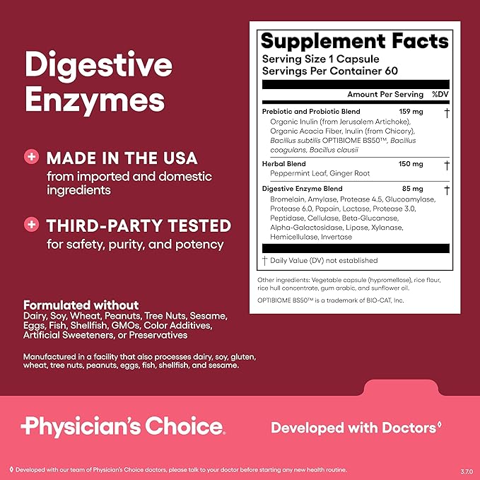 Physician's CHOICE Gut Guardian Bundle: Advanced Bloating &amp Digestion Support with 60 Billion Probiotic Digestive Enzymes &amp Bloat + Gas Probiotic - Daily Gut Health Support for Women and Men