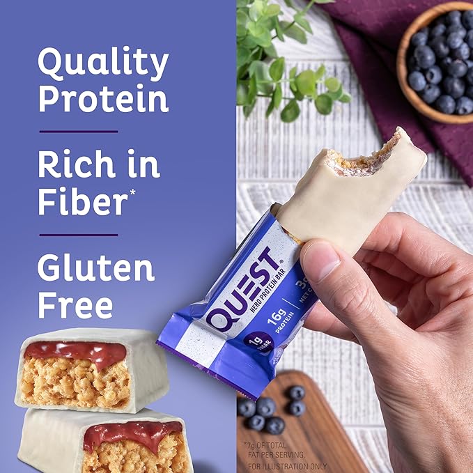 Quest Nutrition Crispy Blueberry Cobbler Hero Protein Bar 16g Protein 1g Sugar 3g &amp Lemon Cake Protein Bars High Protein Low Carb Gluten Free Keto Friendly