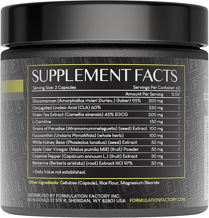 Formulation Factory Metabolism Booster - Melt Mode Natural Thermogenic Support with Glucomannan L-Carnitine &amp Green Tea Extract - Advanced Satiety &amp Energy - 120 Capsules 2 Month Supply