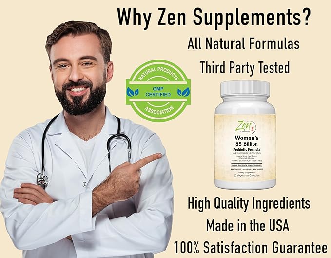 Zen Women's 85 Billion Probiotic Formula Advanced Blend Kefir Cultures 60 Capsules