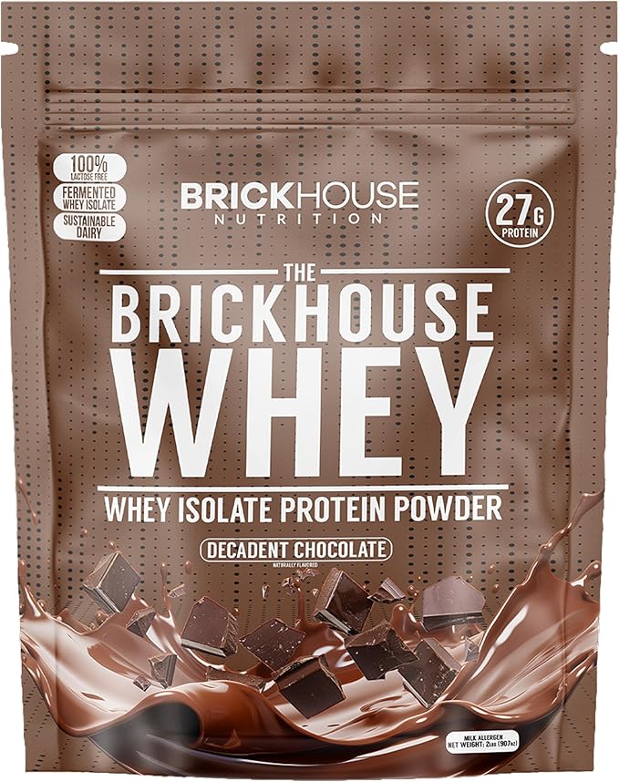 BRICKHOUSE NUTRITION Whey Protein | Fermented Whey Isolate Protein Powder | Lactose-Free Post-Workout Recovery Powder - Chocolate - 1 Pack