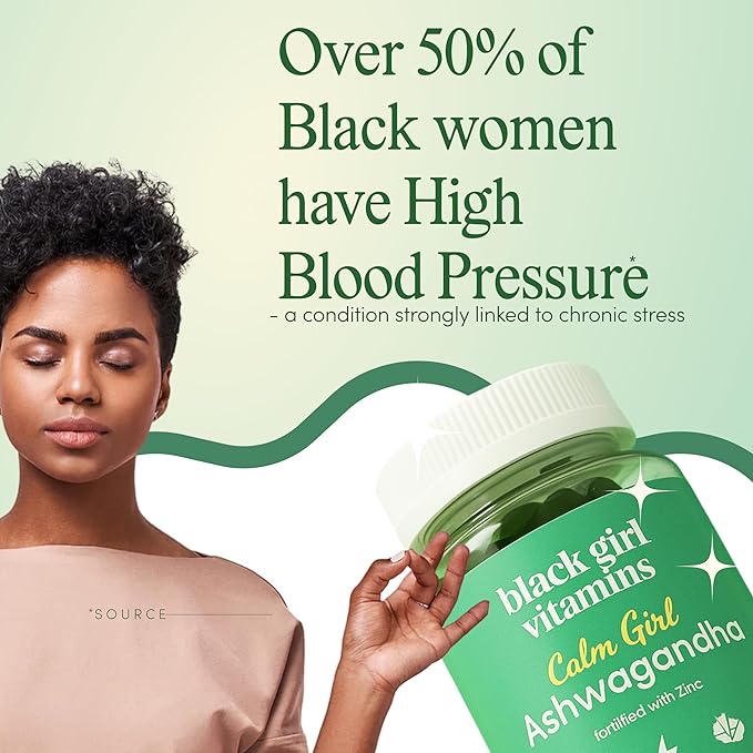 Black Girl Vitamins Calm Girl Ashwagandha + Zinc Gummies Stress Support Promotes Relaxation &amp Mental Clarity Supports Sleep &amp Immune Health – Doctor-Formulated Daily Vegan Supplement