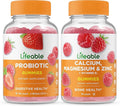 Lifeable Probiotic 2 Billion CFU + Calcium Magnesium Zinc &amp Vitamin D Gummies Bundle - Great Tasting Vitamin Supplement Gluten Free GMO Free Chewable Gummy