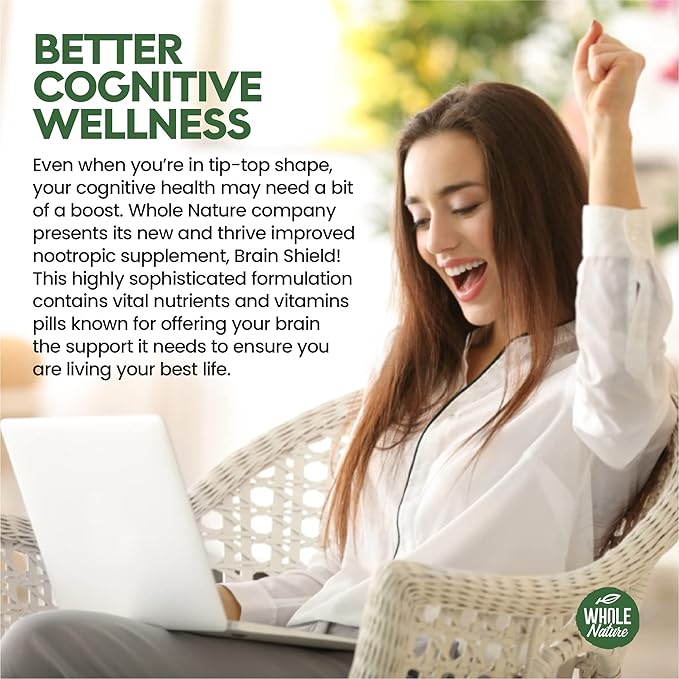 Brain Booster Nootropics - Brain Shield with Ginkgo Biloba Alpha GPC and Bacopa Monnieri Vitamin B12 B3 - Support Focus Memory &amp Clarity Energy &amp Stress Relief. (1)