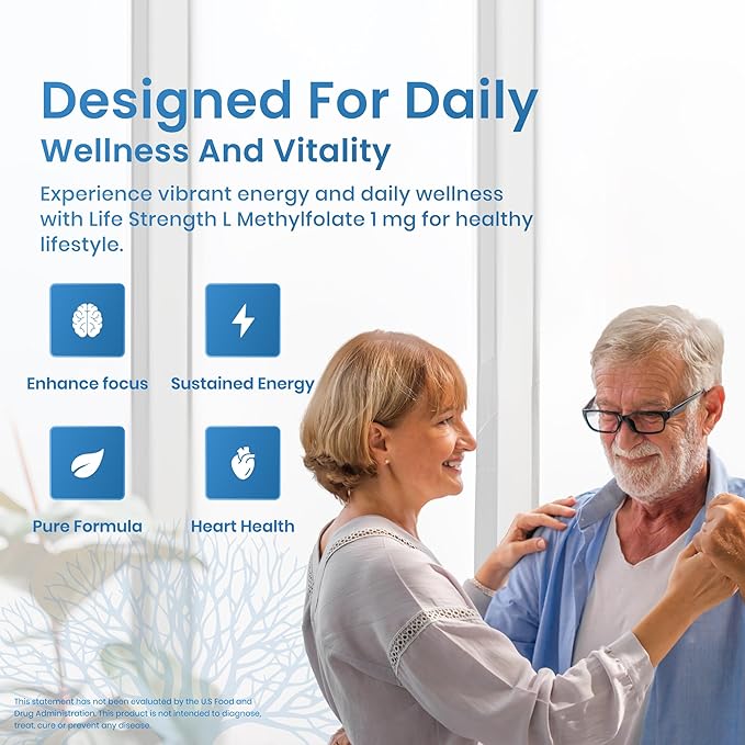 L Methylfolate 1mg | 180 Capsules | Optimized &amp Highly Bioactive Methyl Folate Supplement | 5-MTHF Supports for Energy Focus &amp Mood | Non-GMO Gluten Free Vegan | 6 Month Supply