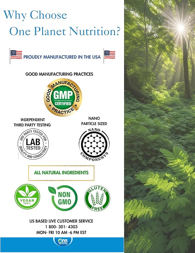 One Planet Nutrition Nano Boswellia 250 mg Veggie Capsules (120 Servings) Boswellia serrata Resin Supports Cognitive Function for Brain Health Non-GMO Vegan Gluten-Free