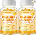 Magnesium Glycinate Gummies 1000mg - Sugar Free Magnesium Potassium Supplement with Vitamin D B6 CoQ10 for Calm Mood &amp Sleep Support - 120 Orange Gummies 2 Pack
