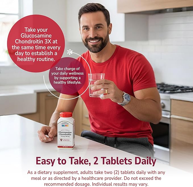 21st Century Glucosamine Chondroitin 750/600mg - Triple Strength Tablets 150 Count