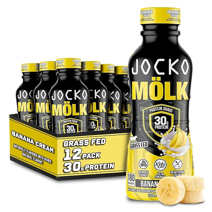 Jocko Fuel Mölk RTD Protein Shakes Bundle - Chocolate &amp Banana Cream (24 Pack Total)
