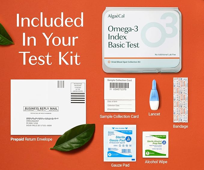 ALGAECAL Free Omega-3 Home Test Kit: Easy At-Home Testing with Lab-Verified Results Triple Power: 1200mg EPA &amp DHA Omega-3s Fish Oil Supplement Mango Flavor Burp-Less Sugar-Free