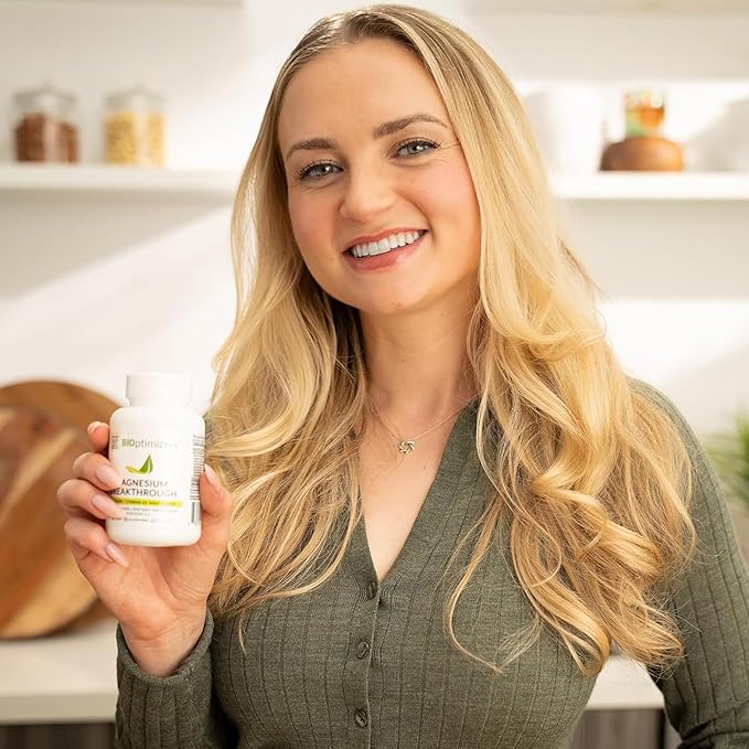BIOptimizers Magnesium Breakthrough Supplement with 500mg - 7 Forms of Magnesium: Glycinate Malate Citrate and More - Natural Support for Sleep and Cognitive Function -60 Capsules- Calming Vitamins