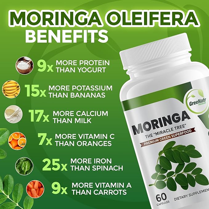 Magnesium Supplement with Glycinate Citrate Malate &amp Oxide Plus Moringa Oleifera with Vitamin C Omega 3 &amp Amino Acids - Boosts Energy Mood Memory