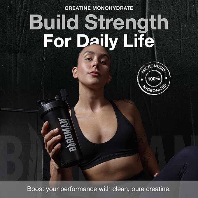 BIRDMAN Micronized Creatine Monohydrate Powder Muscle Recovery Caffeine Free Creatine Pre Workout Vegan Post Workout Gluten Free Sugar Free | 200 Servings (5 Grams Each) | 2.2lb.