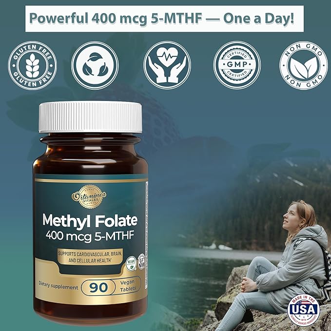 Methyl B12 + Folate – 90 Vegan Tablets | Active B12 &amp Methyl folate for Energy