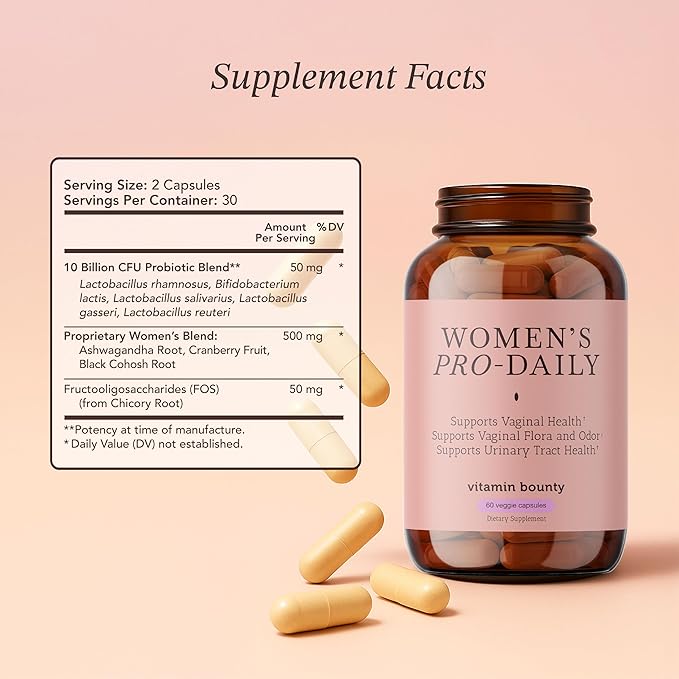 Vitamin Bounty Probiotic Bundle for Women – Pro-50 (50 Billion CFU 13 Strains + Prebiotics) &amp Pro-Daily Vaginal Probiotics (10 Billion CFU 5 Strains with Cranberry) – Digestive Immune Urinary