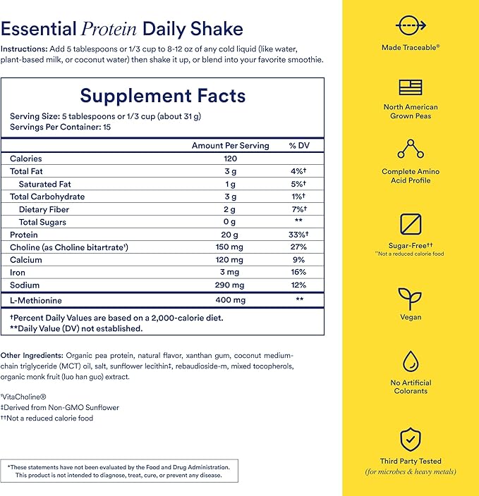 Ritual Pea Protein Powder with BCAA: 20g Organic Vegan Plant-Based Protein from Regenerative Farms in North America Complete Amino Acid Profile Gluten Free Sugar Free‡ Dairy Free Vanilla 1 Lbs