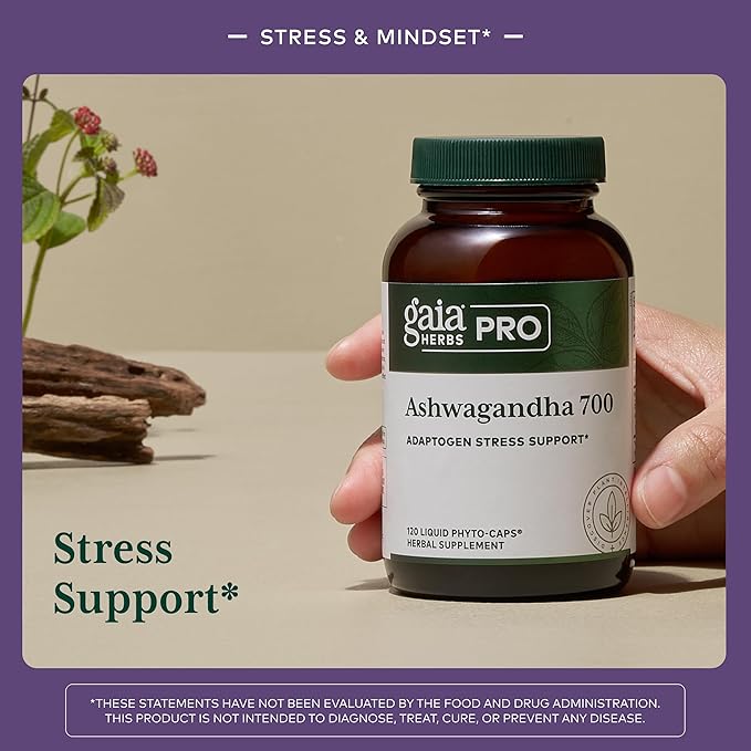 GAIA HERBS PRO Ashwagandha 700 - Healthy Immune Support Supplement* - Single-Herb Formula with Organic Ashwagandha - Vegan Gluten-Free Soy-Free - 120 Liquid Phyto-Caps (60 Servings)