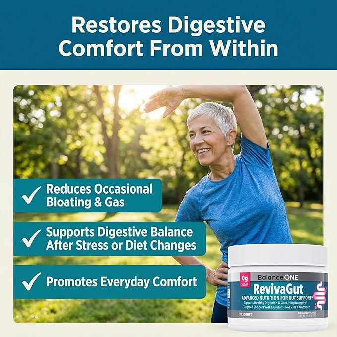 Balance ONE L-Glutamine Powder &amp Zinc Carnosine Supplement – Leaky Gut Repair Formula with Slippery Elm DGL Licorice Marshmallow &amp Aloe Vera – Digestive Lining Support – 1 Month Supply – Rev