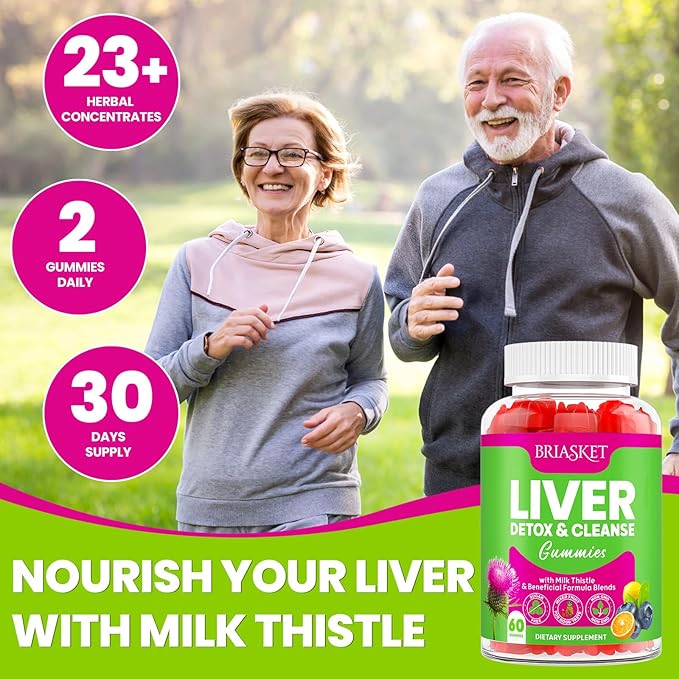 Liver Cleanse Detox &amp Repair Gummies 2000 mg Milk Thistle Supplement with Dandelion Root Glutathione &amp Artichoke 23-in-1 Herbal Formula for Liver Detox &amp Health Non-GMO Vegan 16 Pack