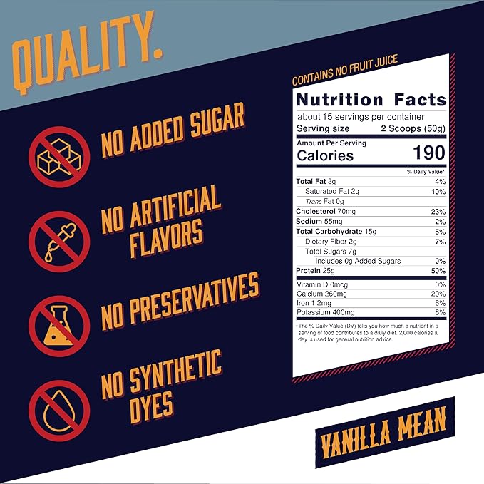 Vanilla Protein Smoothie Powder – 25G Whey Protein + Real Fruits &amp Vegetables – Blueberry Banana Monk Fruit Kale Spinach Turmeric Coconut Milk – Smooth Texture Great Taste – 15 Servings