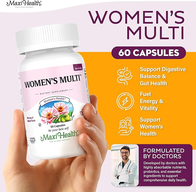 Womens Multivitamin – Methylated Multivitamin for Women with 23 Key Vitamins C D B6 B12 Calcium Probiotics Biotin &amp More - Energy Skin Nails &amp Gut Health Support - Kosher 60 Capsules