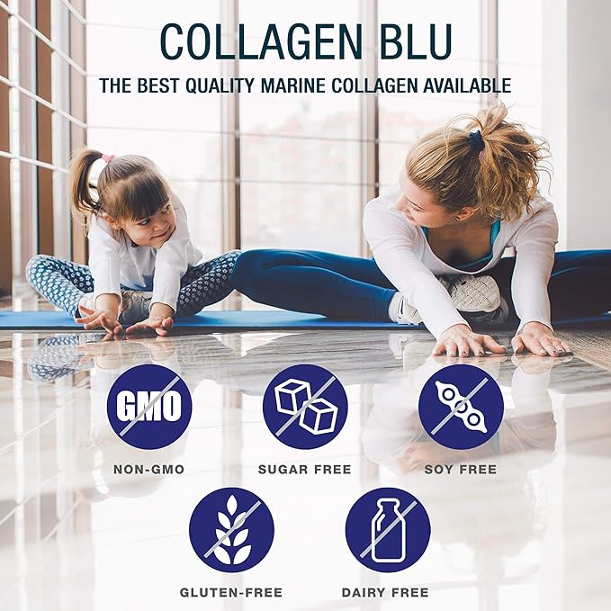 Collagen BLU Premium Marine Collagen with Superfood Derived Vitamin C for Best Absorption Type 1 and 3 Non-GMO Paleo &amp Keto Friendly 30 Stick Packs