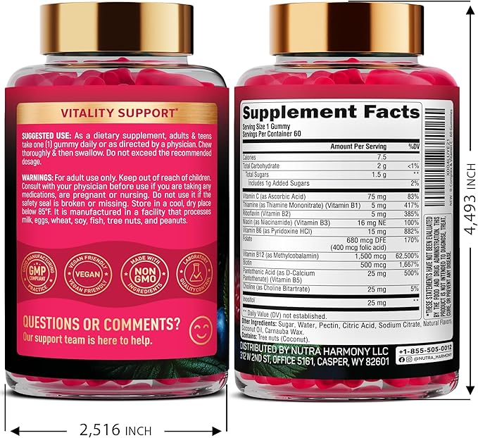 NUTRAHARMONY Vitamin B-Complex Gummies &amp Biotin with Silicon Softgels