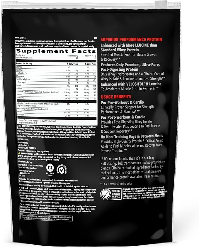 GNC AMP Wheybolic Clinically Proven Protein Powder 40g Whey Protein BCAA Leucine Increases Muscle Strength Muscle Building 3rd Party Tested Gluten Free. Cookies and Cream 10 Servings