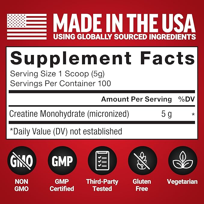 Force Factor Creatine Monohydrate Micronized Powder 500G 5g Dose to Support Muscle Growth Strength Recovery Cognitive Health &amp Memory Unflavored 100 Servings 17.6 Oz