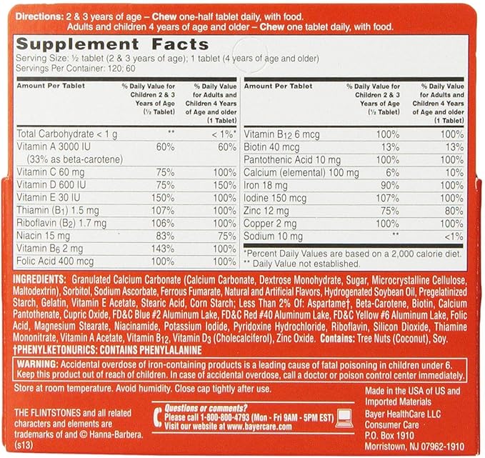 Flintstones Chewable Tablets Complete 60 ea (Pack of 2)