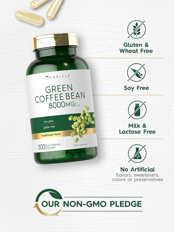 Carlyle Green Coffee Bean Extract | 300 Capsules | Non-GMO and Gluten Free Formula | Traditional Herb Supplement